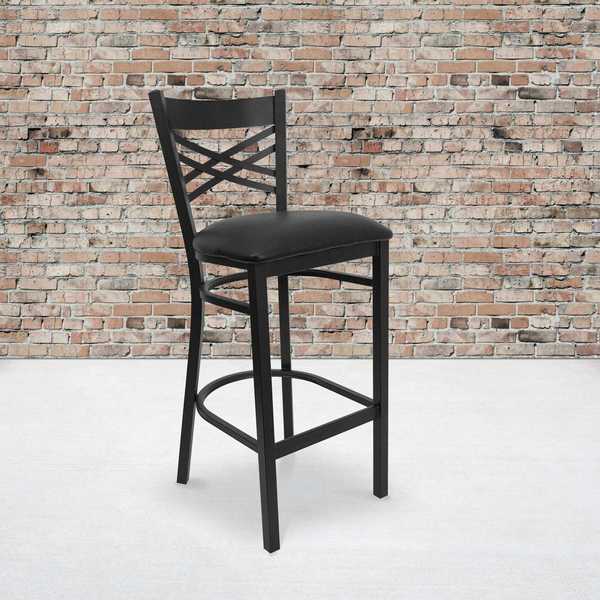 Black X Stool-Black Seat