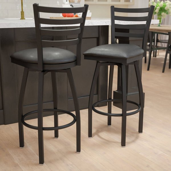 Black Ladder Stool-Black Seat