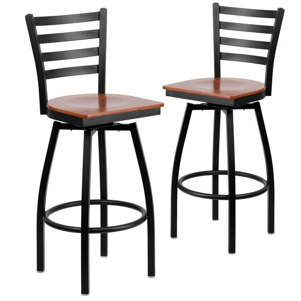 Black Ladder Stool-Cherry Seat