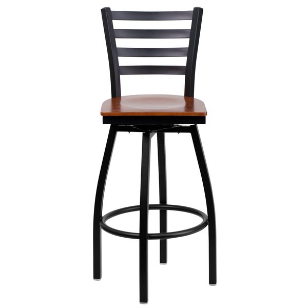 Black Ladder Stool-Cherry Seat