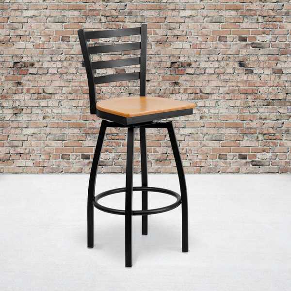 Black Ladder Stool-Nat Seat