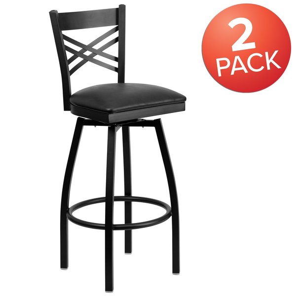 Black X Swivel Stool-Blk Seat
