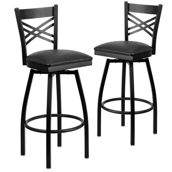 Black X Swivel Stool-Blk Seat