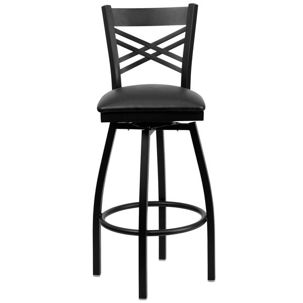Black X Swivel Stool-Blk Seat
