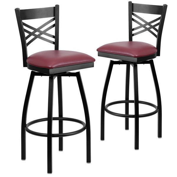 Black X Swivel Stool-Burg Seat