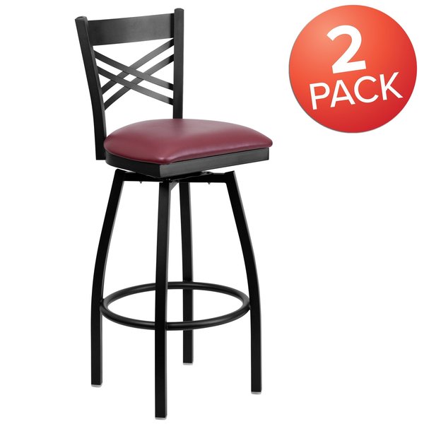 Black X Swivel Stool-Burg Seat