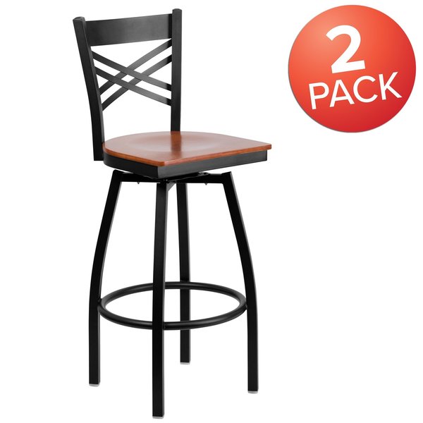 Black X Swivel Stool-Chy Seat