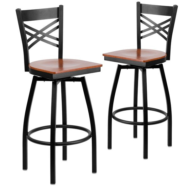 Black X Swivel Stool-Chy Seat