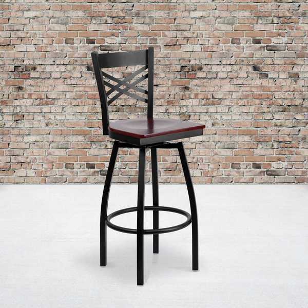 Black X Swivel Stool-Mah Seat