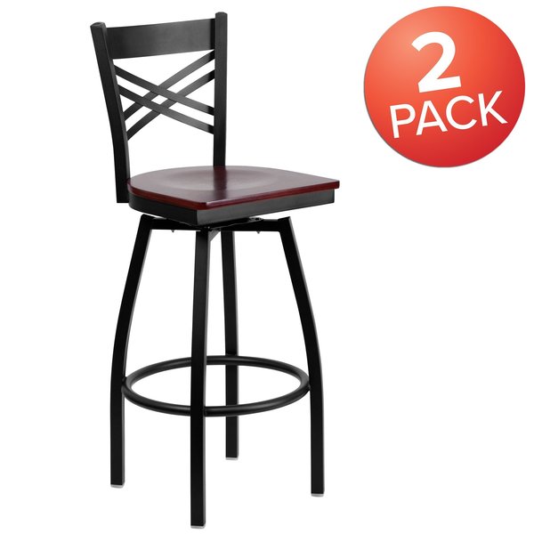 Black X Swivel Stool-Mah Seat