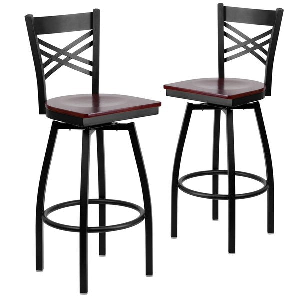 Black X Swivel Stool-Mah Seat