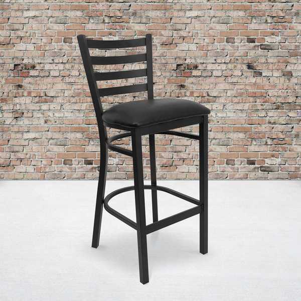 Black Ladder Stool-Black Seat