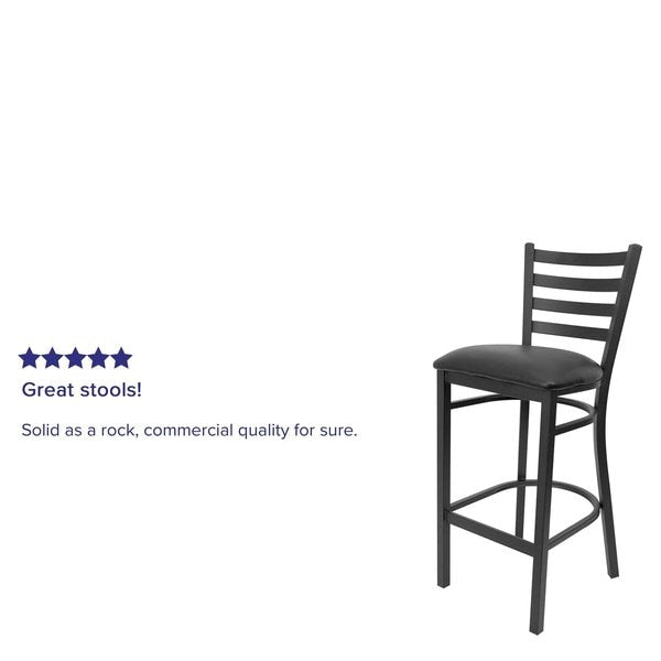 Black Ladder Stool-Black Seat