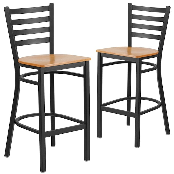 Black Ladder Stool-Nat Seat