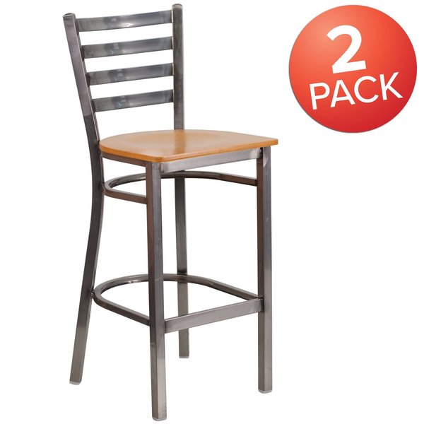 Clear Ladder Stool-Nat Seat