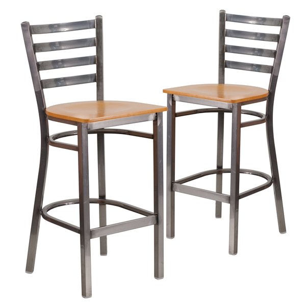 Clear Ladder Stool-Nat Seat