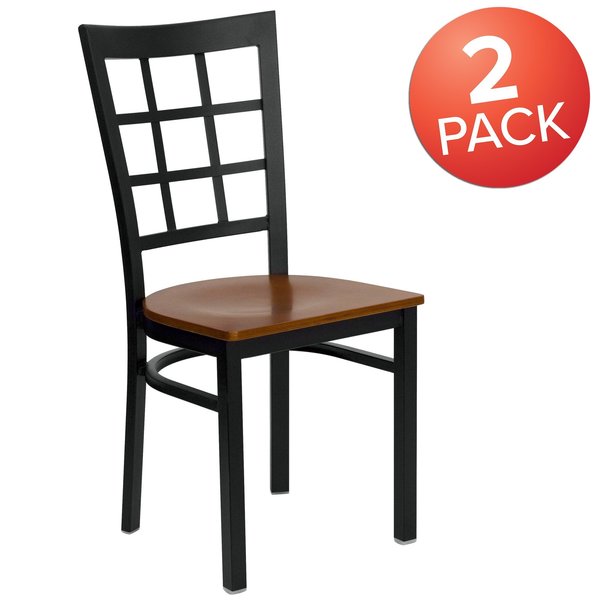 Black Window Chair-Cherry Seat