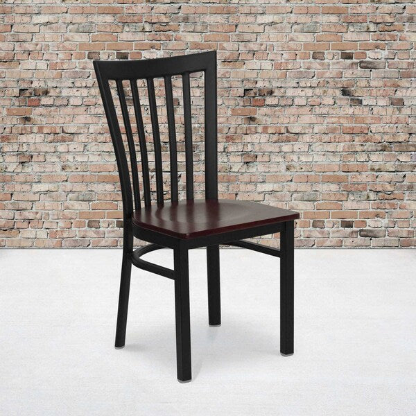 Black School Chair-Mah Seat