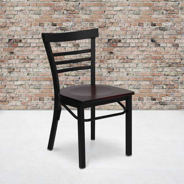 Black Ladder Chair-Mah Seat