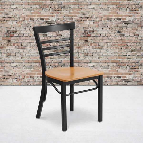 Black Ladder Chair-Nat Seat