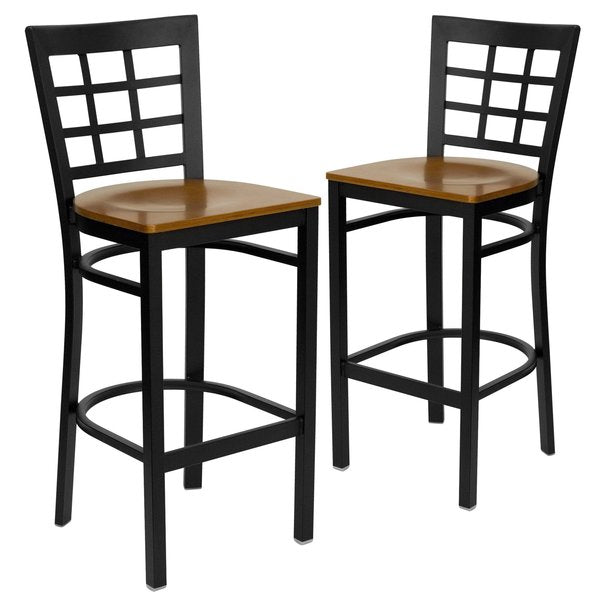 Black Window Stool-Cherry Seat