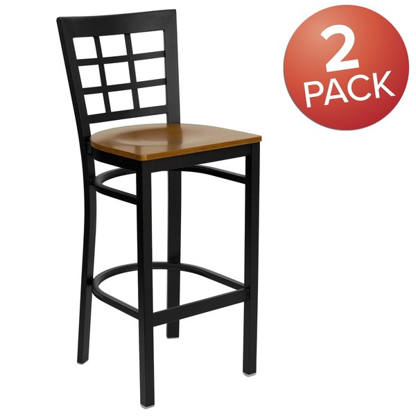 Black Window Stool-Cherry Seat