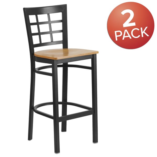 Black Window Stool-Nat Seat