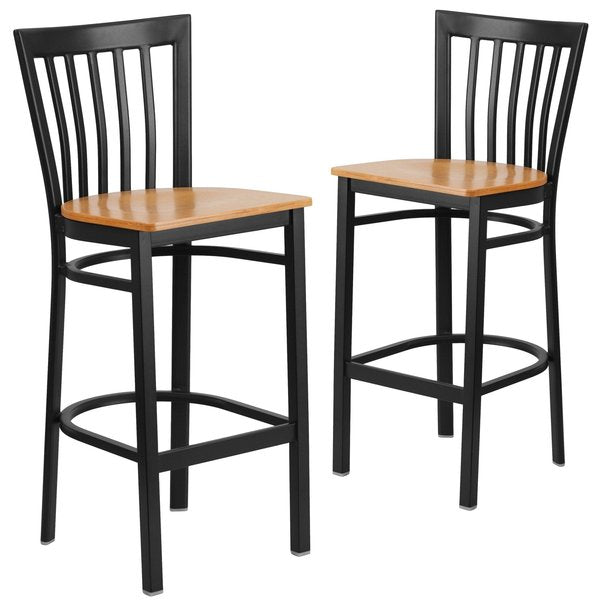Black School Stool-Nat Seat