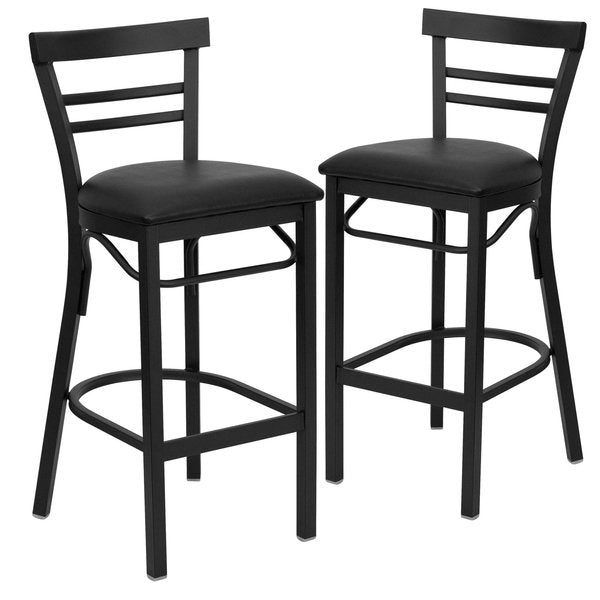 Black Ladder Stool-Black Seat
