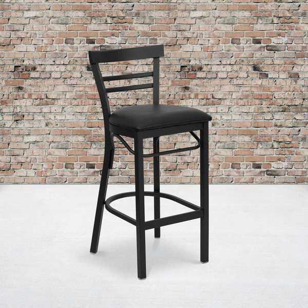 Black Ladder Stool-Black Seat