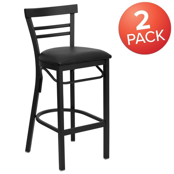Black Ladder Stool-Black Seat