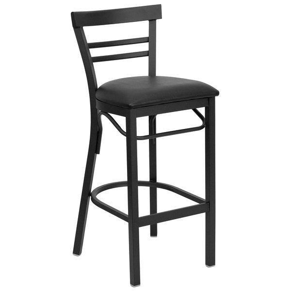 Black Ladder Stool-Black Seat