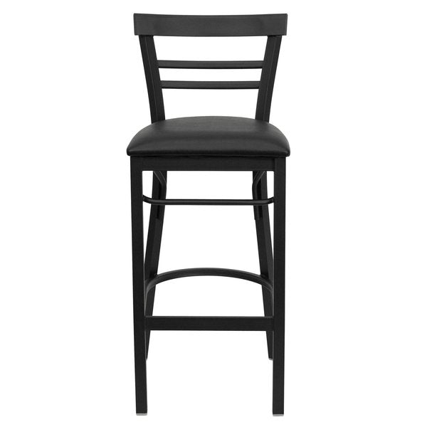Black Ladder Stool-Black Seat