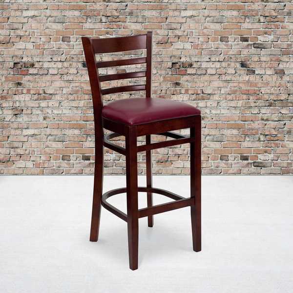 Mahogany Wood Stool-Burg Vinyl