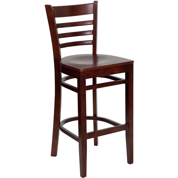 HERCULES Series Ladder Back Mahogany Wood Restaurant Barstool