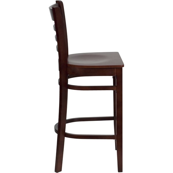 HERCULES Series Ladder Back Mahogany Wood Restaurant Barstool