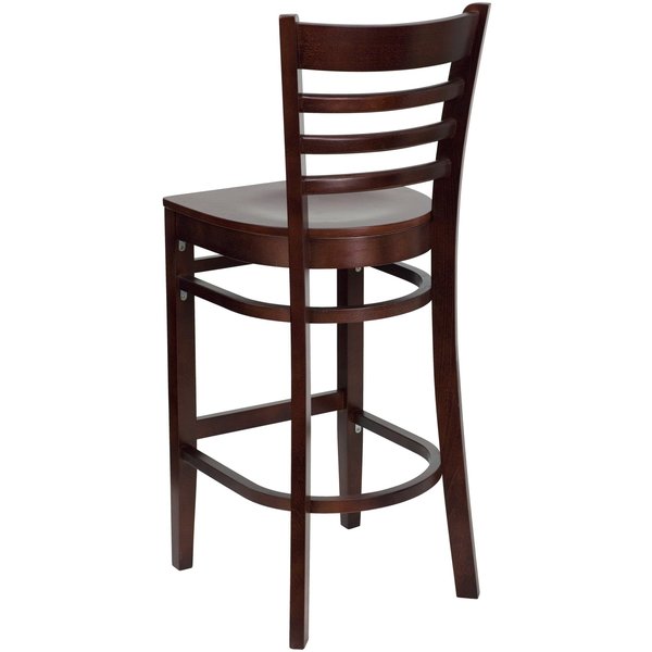 HERCULES Series Ladder Back Mahogany Wood Restaurant Barstool