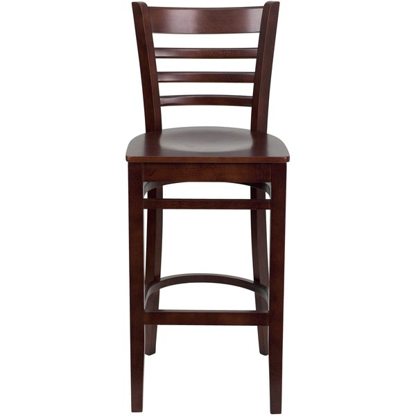 HERCULES Series Ladder Back Mahogany Wood Restaurant Barstool