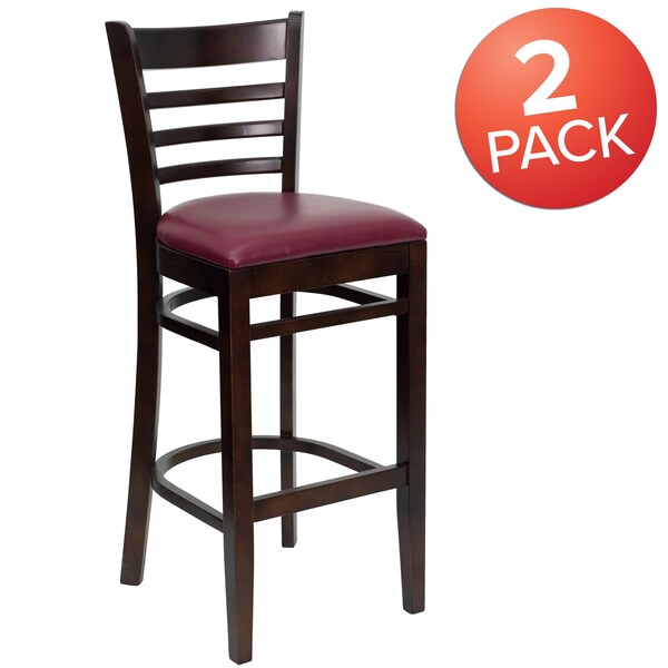 Walnut Wood Stool-Burg Vinyl