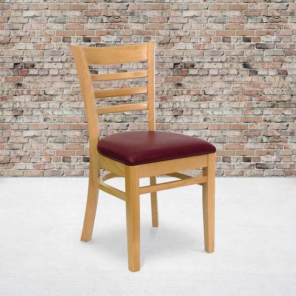 Natural Wood Chair-Burg Vinyl