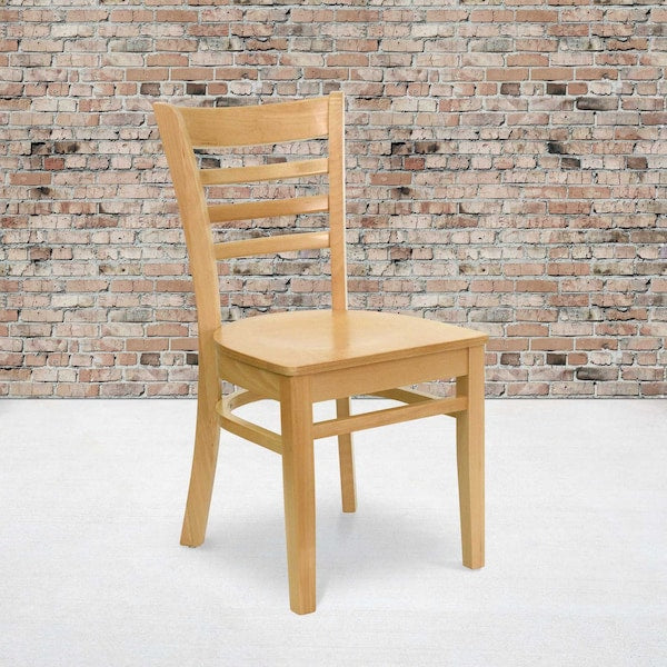 HERCULES Series Ladder Back Natural Wood Restaurant Chair