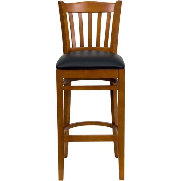 Cherry Wood Stool-Blk Vinyl