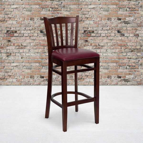 Mahogany Wood Stool-Burg Vinyl
