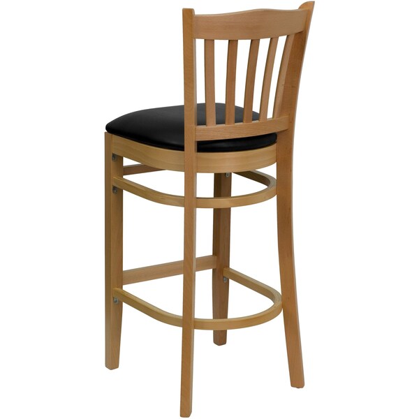 Natural Wood Stool-Blk Vinyl