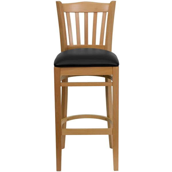 Natural Wood Stool-Blk Vinyl