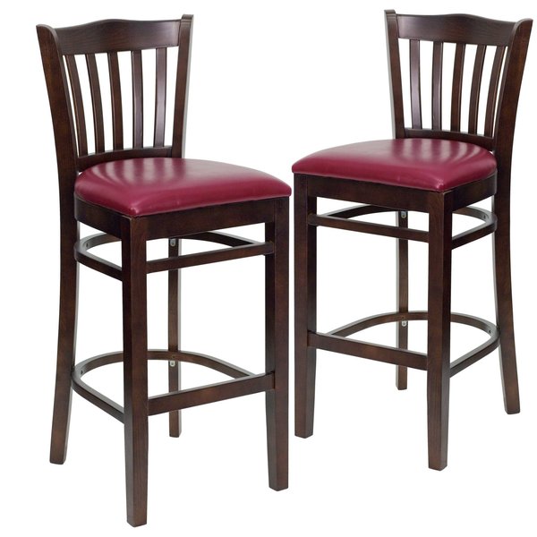 Walnut Wood Stool-Burg Vinyl