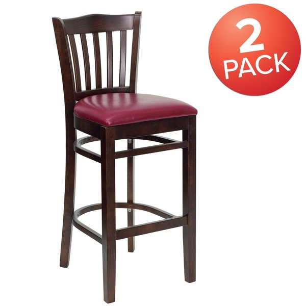 Walnut Wood Stool-Burg Vinyl