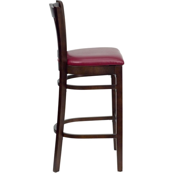 Walnut Wood Stool-Burg Vinyl