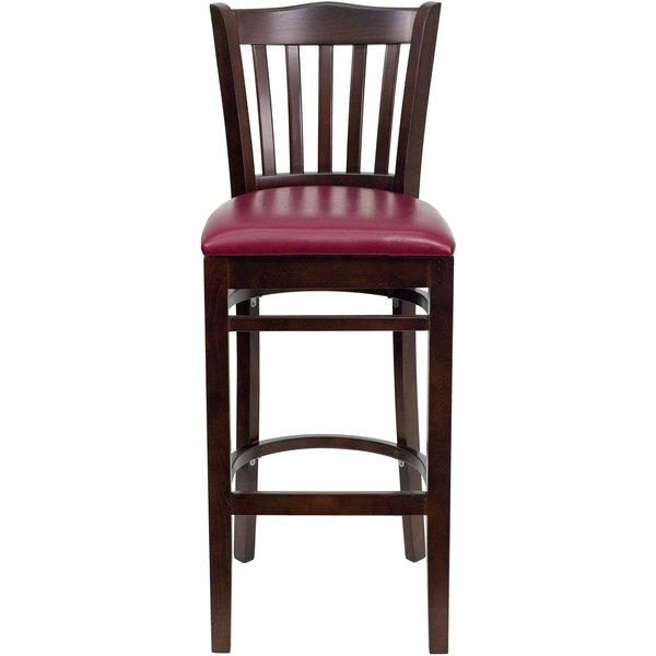 Walnut Wood Stool-Burg Vinyl