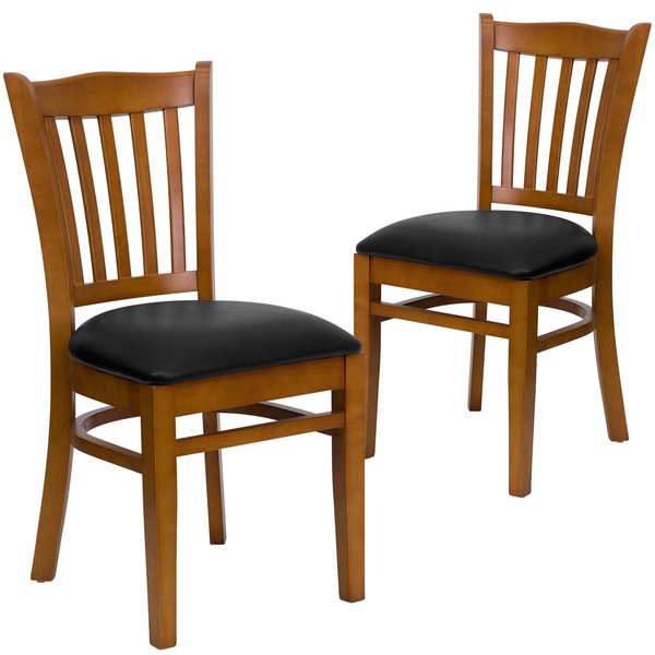 Cherry Wood Chair-Blk Vinyl